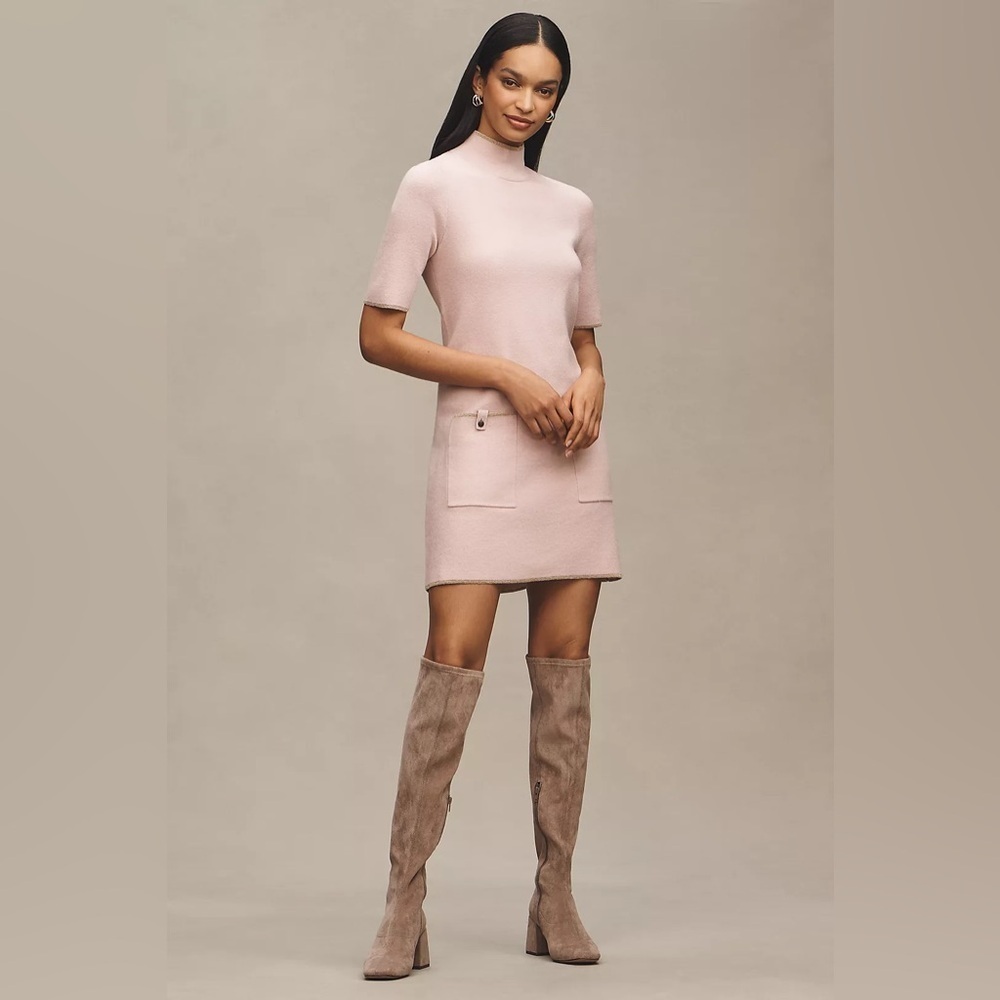 NWT! Anthropologie The Annalise Mock-Neck Mini Sweater Dress by Maeve - Size XL🎾